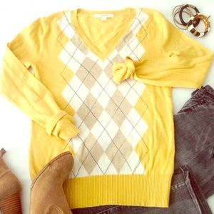 Yellow Argyle v-neck Sweater