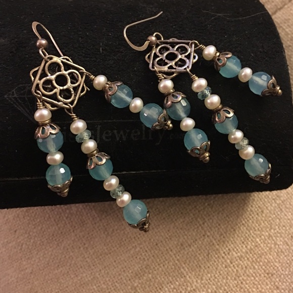Sterling Silver with real stones/pearls EarringS