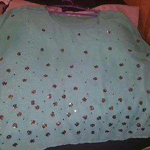 Green boutique sheer blouse