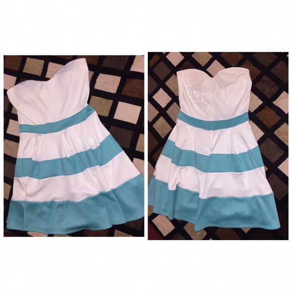 White and mint mini dress