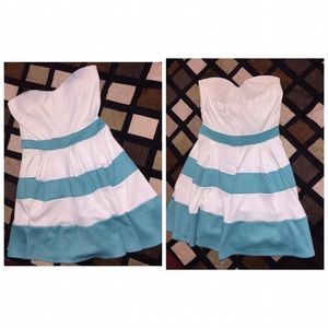 White and mint mini dress