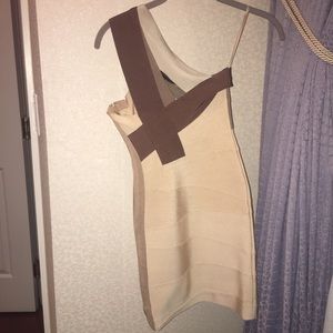 Herve Leger beige mini dress. Size XXS.