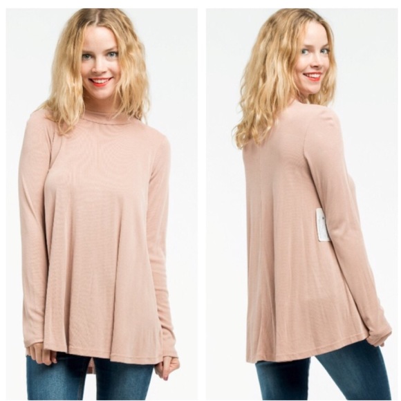 Buttery soft Ribbed mock neck long sleeve top - Picture 3 of 4