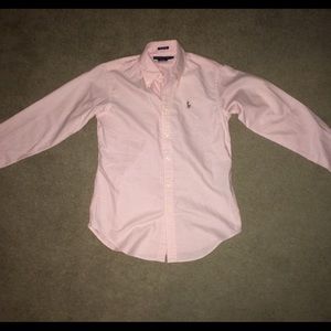 Pin striped Ralph Lauren classic fit blouse.