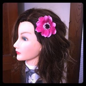 Pink Flower Clip Barrette
