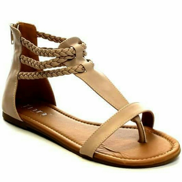 Beige Multi Braid Strap Sandal
