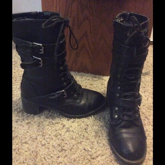 Black combat boots