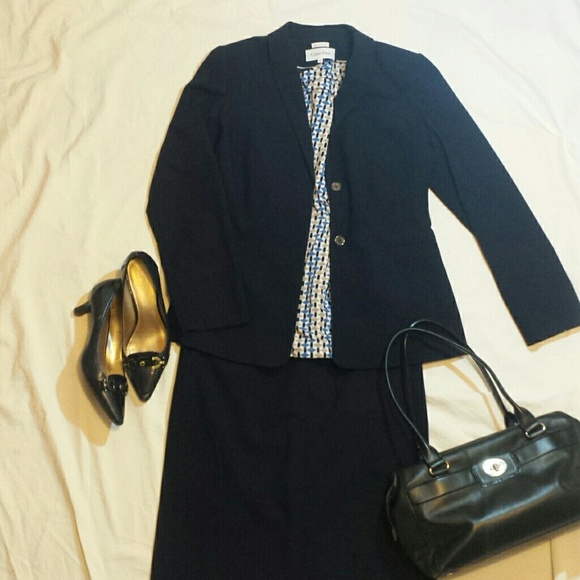 Calvin Klein navy blue skirt suit
