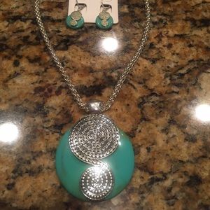 Turquoise Round Pendant & earrings