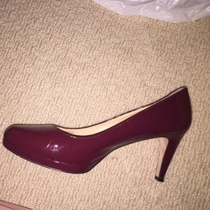 Deep red patent  leather pumps
