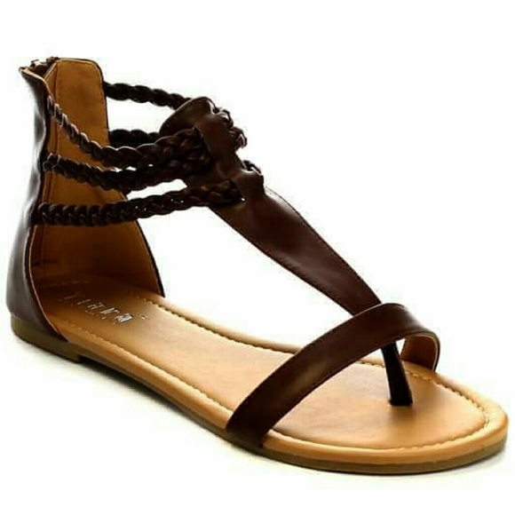 Brown Multi Braid Strap Sandal