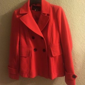 Moda Int. Wool-Blend Red Cropped Peacoat