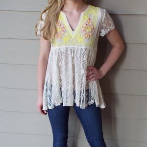 Aztec and Lace Top