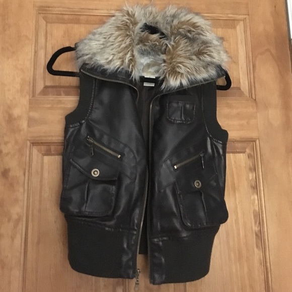 Faux leather vest