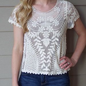 Cream Lace Top