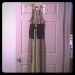 Navy Blue and Green Maxi Dress