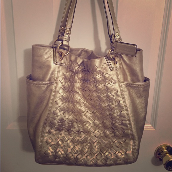 COACH gold woven authentic coach purse