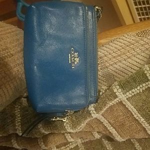 Blue coach leather handbag