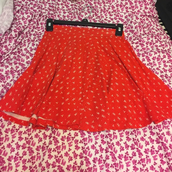 Red high waisted skirt