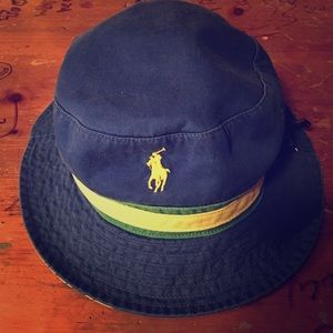 Reversible rough Lauren polo bucket hat