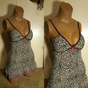Sz L animal print pink camisole nightie