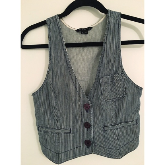 Vintage theory denim pinstripe vest size 0