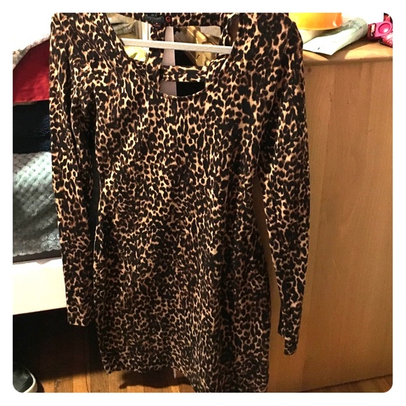 Long sleeve leopard print dress