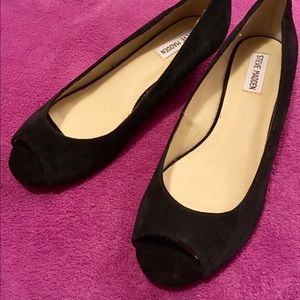 Rare Steve Madden black suede slip-ons
