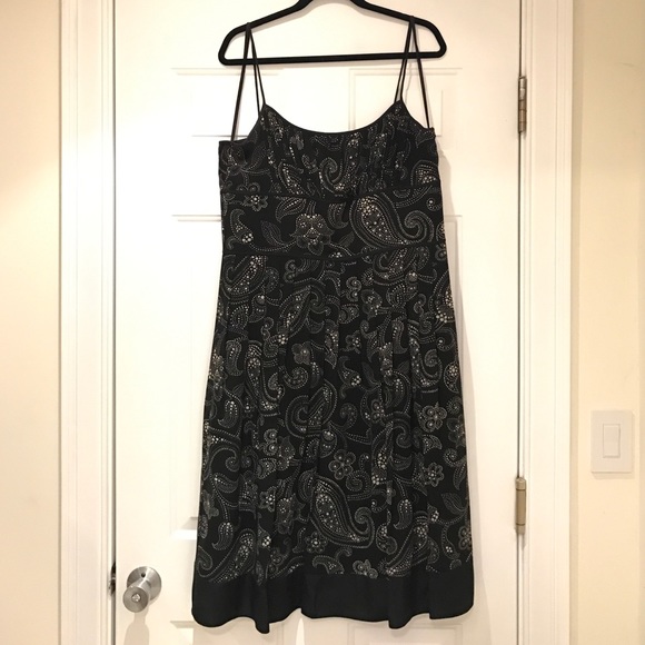 Ann Taylor Black & Cream Silk Dress size 16