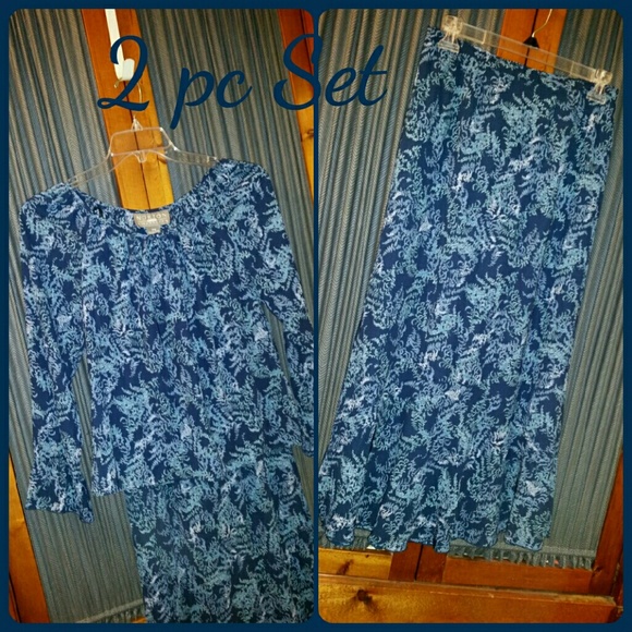 2-pc Matching Blouse and Skirt Set