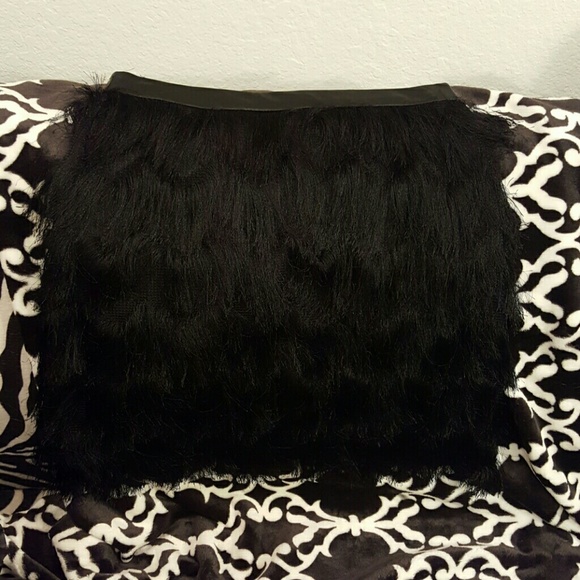 SOLD OUT. Black Midi Skirt With Fringe - Picture 2 of 4