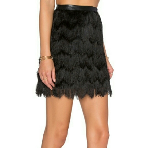 SOLD OUT. Black Midi Skirt With Fringe - Picture 4 of 4