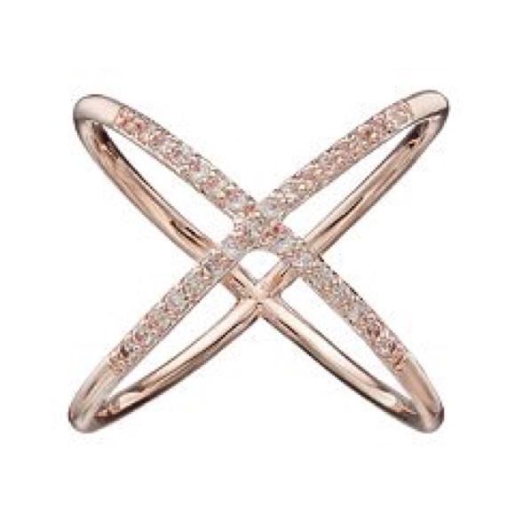 JLo criss cross ring - gold/rose gold