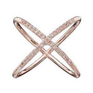 JLo criss cross ring - gold/rose gold