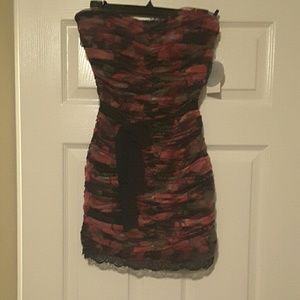 Red and black mini dress