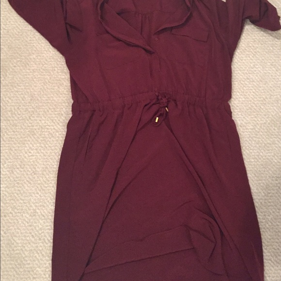 Burgundy shirt shift dress