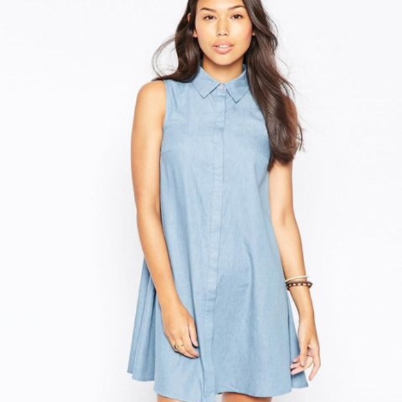 Sleeveless Chambray shirt dress - Picture 2 of 3