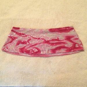PINK Red Cream Stripper Short Mini Skirt