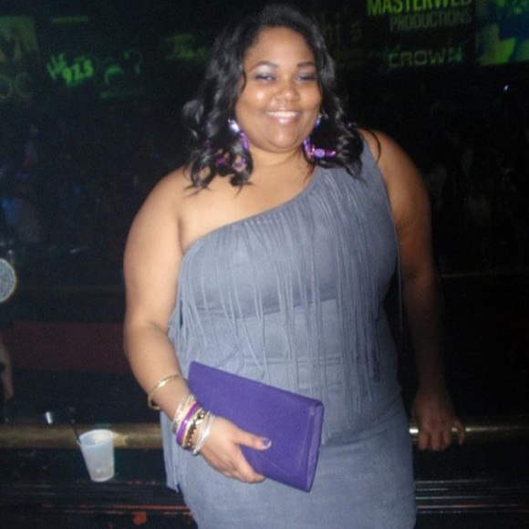 Dresses & Skirts - Imposed Suede gray dress with fringes plus size 20