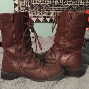 Brown combat boots