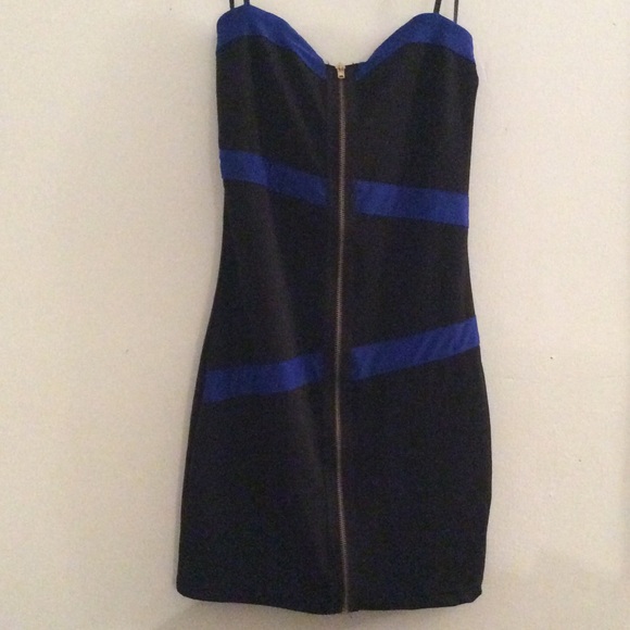 fiore Dresses & Skirts - Fiore Strapless Black/Cobalt Blue Bodycon Dress