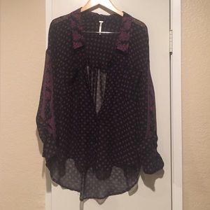 Free People Blouse. Button up.  Very sheer.