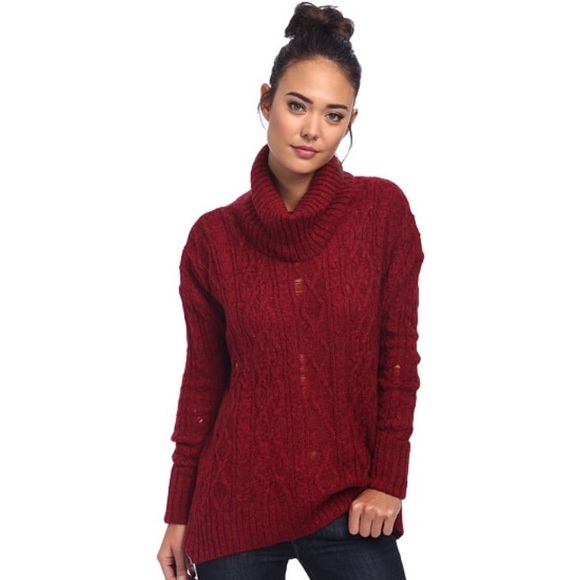 Free People Sweaters - Free people distressed cable sweater in red size L