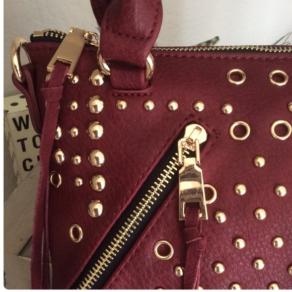 Gold Stud Mini Bag Burgundy - Picture 4 of 4