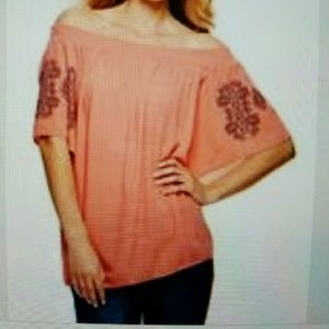 Orange on and off shoulder blouse by Alloy