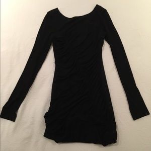 Rag and bone ruched long sleeve black dress