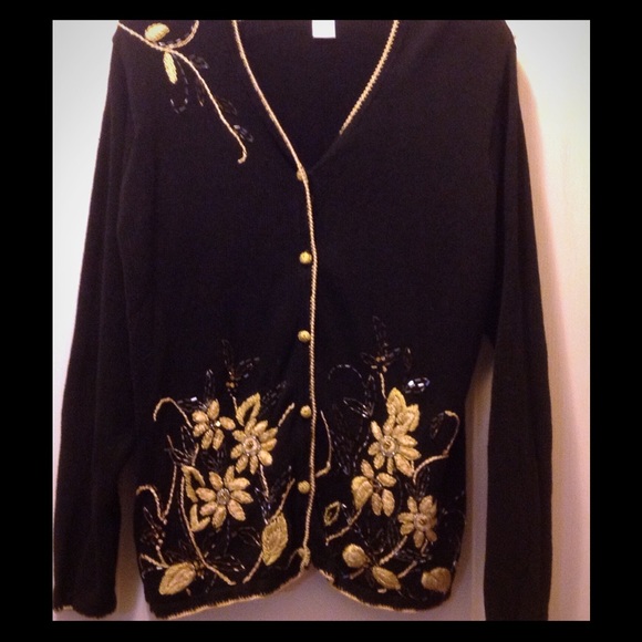 Black embroidered sweater