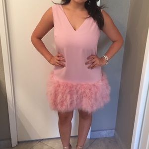 BCBG stunning feather dress