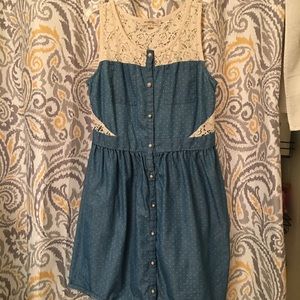Mini denim and lace dress