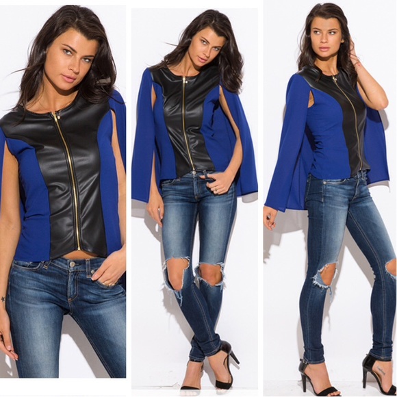 ✨Colt blue jacket/top with vegan black front